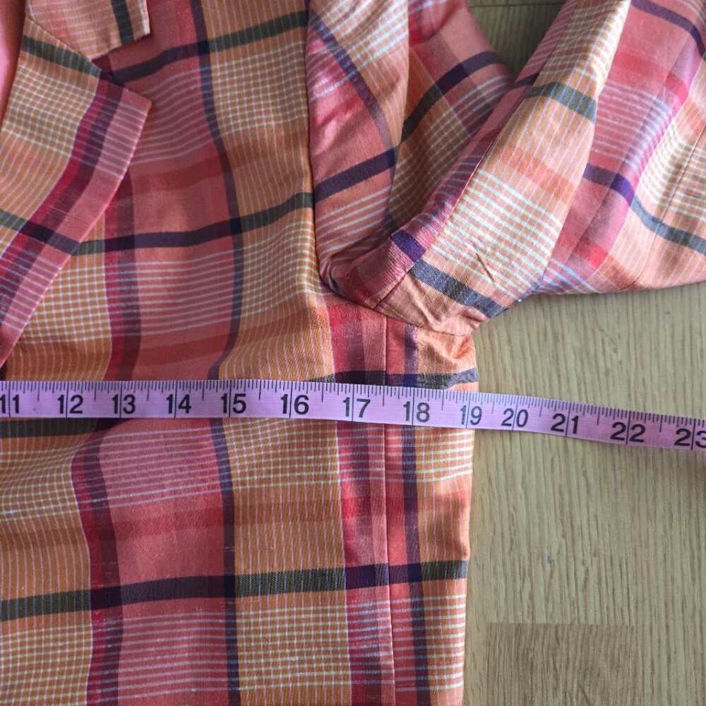 Carlisle 100% Silk Plaid Blazer Cropped Jacket Size 6 - Picture 4 of 5